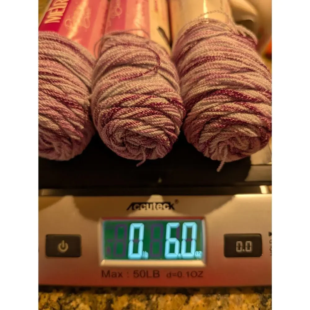 Melrose Yarn 3 Skeins 2 Ply 70% Wool 30% Rayon B Grey Print Made USA 2oz each